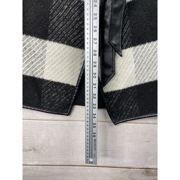 Chicos Cardigan Jacket Sz 1 US M 8/10 Black White Check Belted Wool Blend Knit - Picture 4 of 10